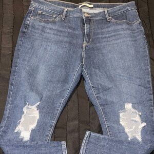 Levi's Blue Distressed Skinny Jeans